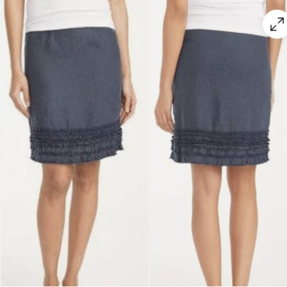Tommy Bahama Two Palms Chambray Blue Ruffle Mini Skirt Lightweight Cotton 0 Zero - Picture 1 of 13